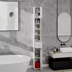 Meuble de salle de bain colonne blanc 71 cm avec tiroir, 2 portes et étagères réglables