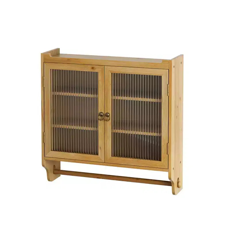 sumyeg 24.8 Vintage Double Door Wall Cabinet With Glass Doors, 3 Tiers and Towel Rack
