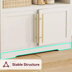 Étagère de cuisine en bois d'ingénierie blanc de 160 cm, style ferme, avec prise de courant intégrée, support de micro-ondes, support de rangement de cuisine à 4 niveaux, avec plan de travail épaissi