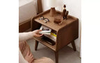 Table de chevet ronde en hêtre européen avec gestion des câbles, petite table d'appoint peu encombrante pour chambre et salon, table de chevet moderne