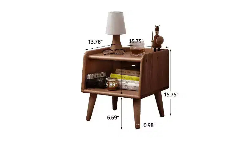Table de chevet ronde en hêtre européen avec gestion des câbles, petite table d'appoint peu encombrante pour chambre et salon, table de chevet moderne
