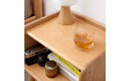 Table de chevet ronde en hêtre européen avec gestion des câbles, petite table d'appoint peu encombrante pour chambre et salon, table de chevet moderne