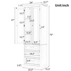 Colonne de salle de bain haute en bois Poppy avec 3 tiroirs et placard à étagères réglables