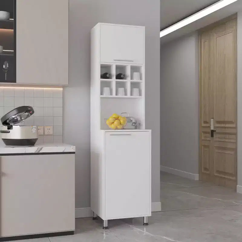 Pantry Cabinet Tall Kitchen Pantry Storage Cabinet with Microwave Stand, Farmhouse Kitchen Hutch with Storage Drawers for Dining Room