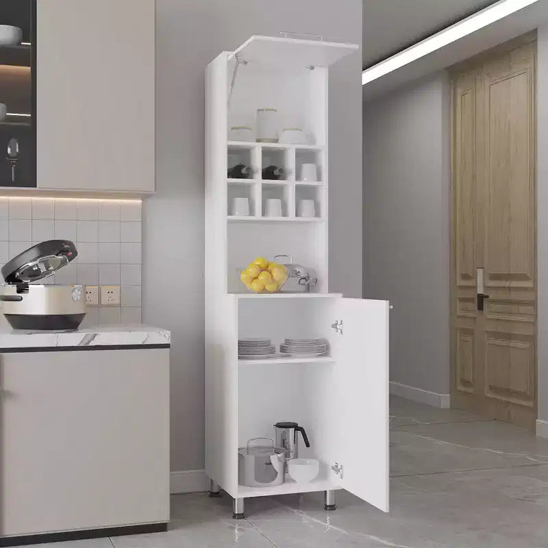 Armoire de cuisine haute avec support pour micro-ondes, buffet de cuisine de style campagnard avec tiroirs de rangement pour salle à manger