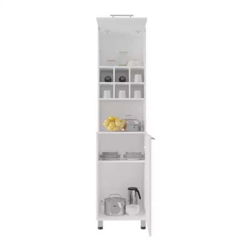 Armoire de cuisine haute avec support pour micro-ondes, buffet de cuisine de style campagnard avec tiroirs de rangement pour salle à manger