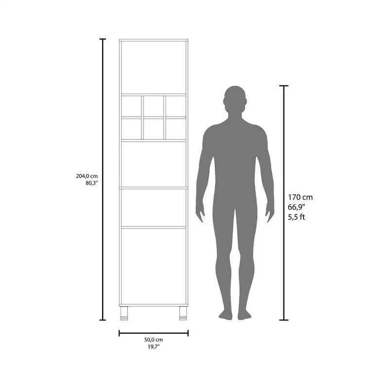 Armoire de cuisine haute avec support pour micro-ondes, buffet de cuisine de style campagnard avec tiroirs de rangement pour salle à manger
