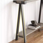 Console étroite avec 2 étagères - Cadre métallique en V, espace de rangement, design rustique - Parfaite comme table de canapé ou de couloir, dans le salon, le couloir, l'entrée