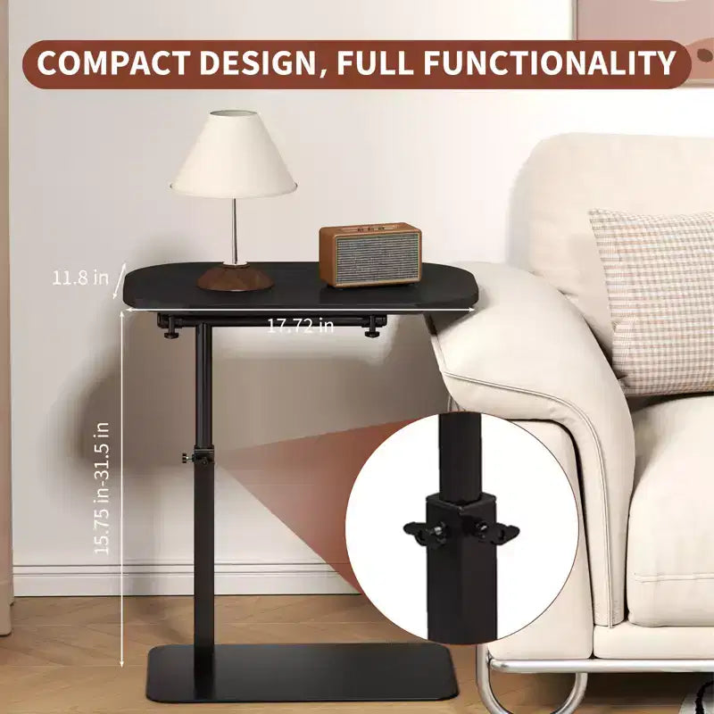 Table d'appoint réglable en C, plateau de canapé, support d'ordinateur portable pivotant à 360° pour canapé, fauteuil inclinable, tables de chevet pour canapé-lit