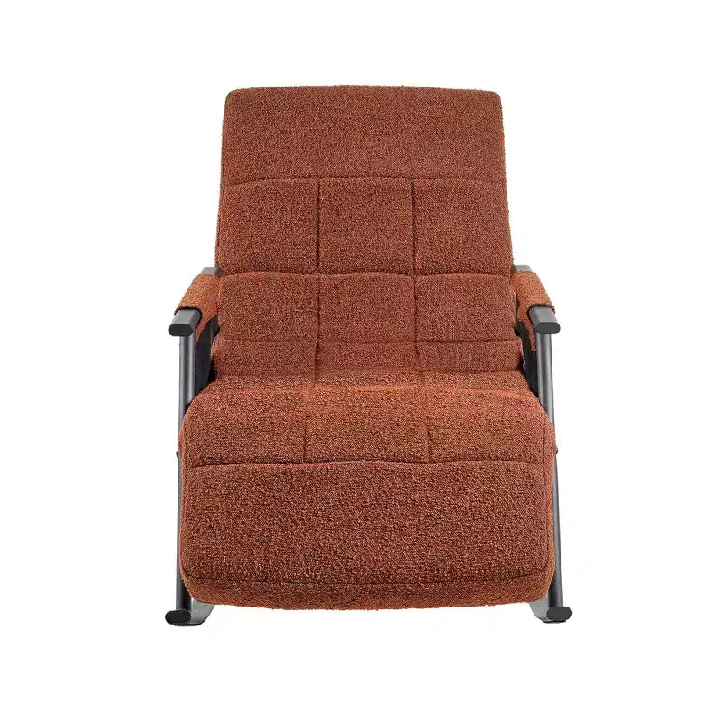 Fauteuil à bascule rembourré en tissu Teddy, fauteuil à bascule moderne avec appui-tête réglable et poches latérales amovibles