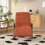 Fauteuil à bascule rembourré en tissu Teddy, fauteuil à bascule moderne avec appui-tête réglable et poches latérales amovibles