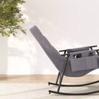Fauteuil à bascule rembourré en tissu Teddy, fauteuil à bascule moderne avec appui-tête réglable et poches latérales amovibles