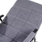 Fauteuil à bascule rembourré en tissu Teddy, fauteuil à bascule moderne avec appui-tête réglable et poches latérales amovibles