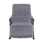 Fauteuil à bascule rembourré en tissu Teddy, fauteuil à bascule moderne avec appui-tête réglable et poches latérales amovibles