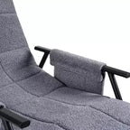 Fauteuil à bascule rembourré en tissu Teddy, fauteuil à bascule moderne avec appui-tête réglable et poches latérales amovibles