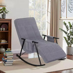 Fauteuil à bascule rembourré en tissu Teddy, fauteuil à bascule moderne avec appui-tête réglable et poches latérales amovibles