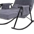 Fauteuil à bascule rembourré en tissu Teddy, fauteuil à bascule moderne avec appui-tête réglable et poches latérales amovibles