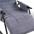 Fauteuil à bascule rembourré en tissu Teddy, fauteuil à bascule moderne avec appui-tête réglable et poches latérales amovibles
