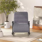 Fauteuil à bascule rembourré en tissu Teddy, fauteuil à bascule moderne avec appui-tête réglable et poches latérales amovibles