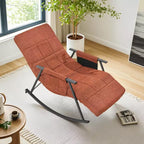 Fauteuil à bascule rembourré en tissu Teddy, fauteuil à bascule moderne avec appui-tête réglable et poches latérales amovibles