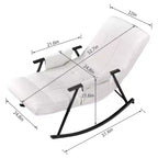 Fauteuil à bascule rembourré en tissu Teddy, fauteuil à bascule moderne avec appui-tête réglable et poches latérales amovibles