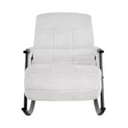 Fauteuil à bascule rembourré en tissu Teddy, fauteuil à bascule moderne avec appui-tête réglable et poches latérales amovibles