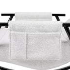 Fauteuil à bascule rembourré en tissu Teddy, fauteuil à bascule moderne avec appui-tête réglable et poches latérales amovibles
