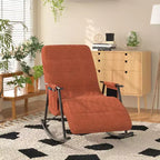 Fauteuil à bascule rembourré en tissu Teddy, fauteuil à bascule moderne avec appui-tête réglable et poches latérales amovibles