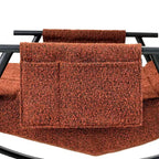 Fauteuil à bascule rembourré en tissu Teddy, fauteuil à bascule moderne avec appui-tête réglable et poches latérales amovibles