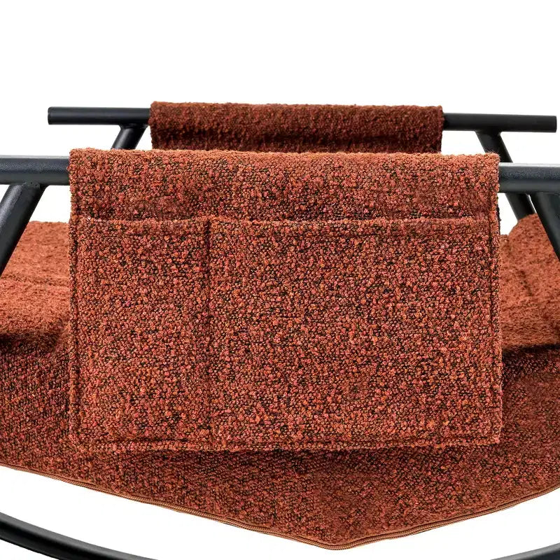 Fauteuil à bascule rembourré en tissu Teddy, fauteuil à bascule moderne avec appui-tête réglable et poches latérales amovibles
