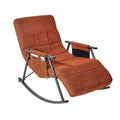 Fauteuil à bascule rembourré en tissu Teddy, fauteuil à bascule moderne avec appui-tête réglable et poches latérales amovibles