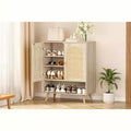 Shoe Rack Organizer,4-Tier Shoe Storage Cabinet with Adjustable Shelves,Wooden Shoe Storage Organizer,Slim Thin Shoe Rack for Hallway, Living Room