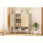 Shoe Rack Organizer,4-Tier Shoe Storage Cabinet with Adjustable Shelves,Wooden Shoe Storage Organizer,Slim Thin Shoe Rack for Hallway, Living Room