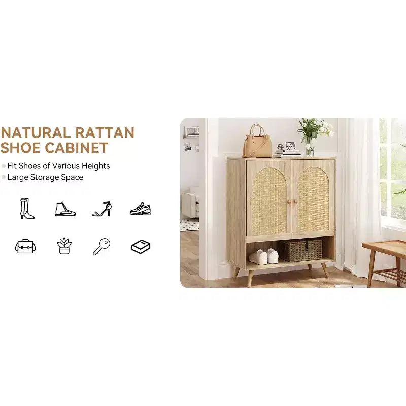 Organisateur de rangement pour chaussures, meuble à chaussures à 4 niveaux avec étagères réglables, organisateur de rangement pour chaussures en bois, meuble à chaussures fin et peu encombrant pour couloir, salon