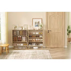 Organisateur de rangement pour chaussures, meuble à chaussures à 4 niveaux avec étagères réglables, organisateur de rangement pour chaussures en bois, meuble à chaussures fin et peu encombrant pour couloir, salon