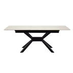 Table à manger extensible moderne de 63 à 79 pouces avec plateau en pierre frittée, table de cuisine rectangulaire pour salle à manger ou coin petit-déjeuner