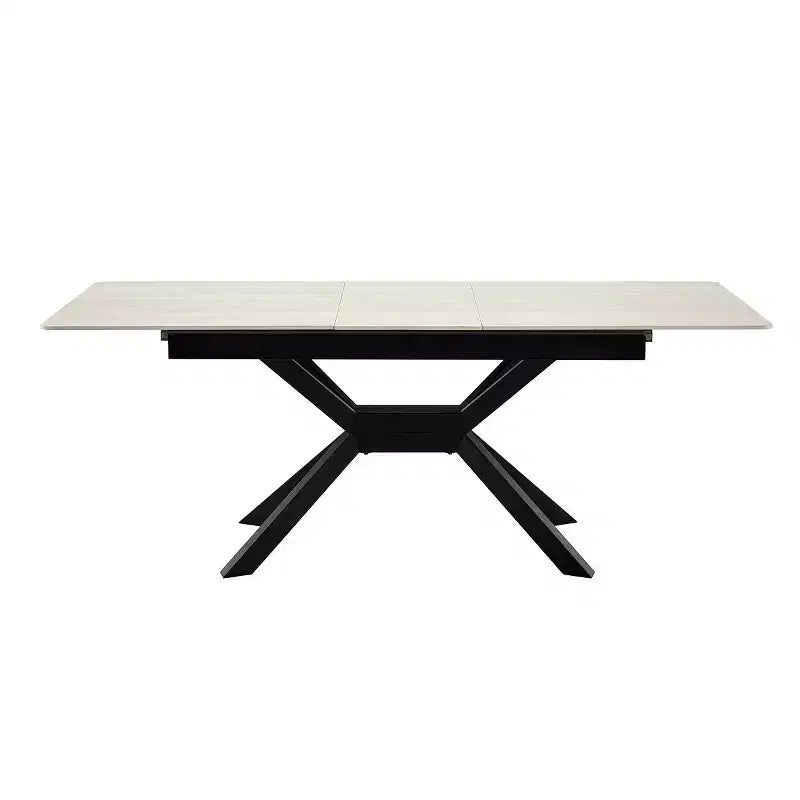 Table à manger extensible moderne de 63 à 79 pouces avec plateau en pierre frittée, table de cuisine rectangulaire pour salle à manger ou coin petit-déjeuner