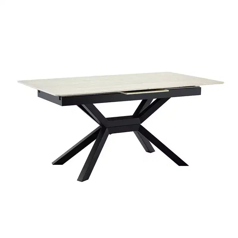 Table à manger extensible moderne de 63 à 79 pouces avec plateau en pierre frittée, table de cuisine rectangulaire pour salle à manger ou coin petit-déjeuner