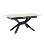 Table à manger extensible moderne de 63 à 79 pouces avec plateau en pierre frittée, table de cuisine rectangulaire pour salle à manger ou coin petit-déjeuner