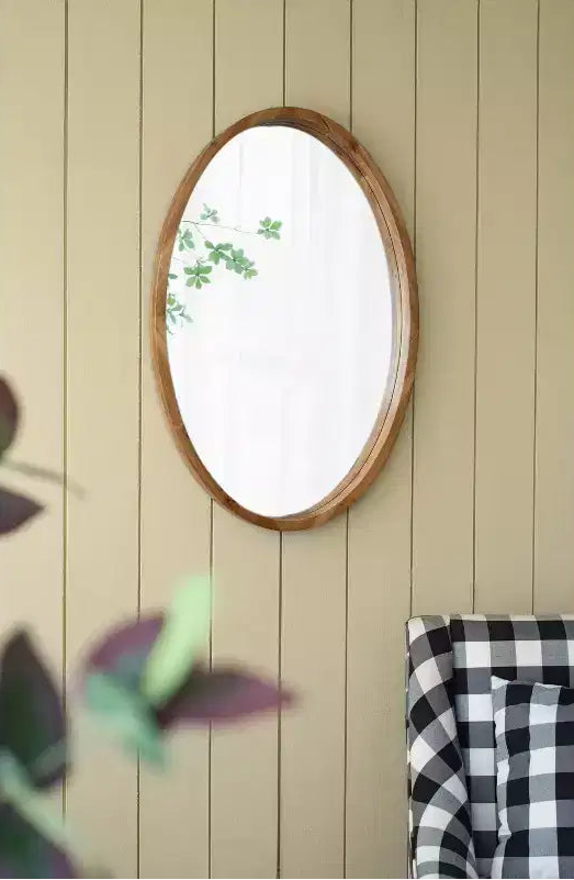 24 x 36 Inch Oval Wall Mirror with Wood Frame
