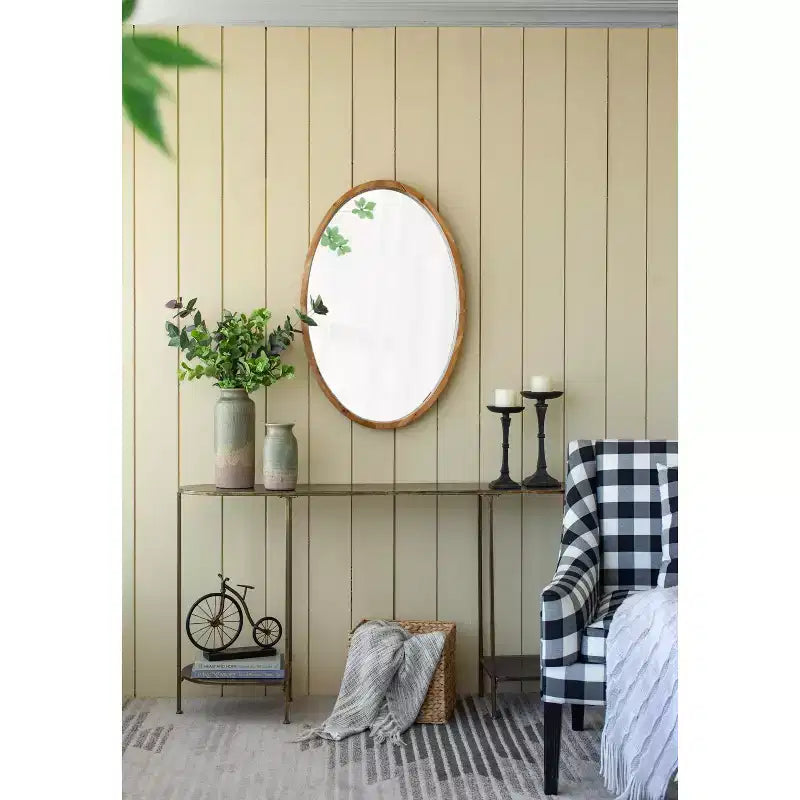Miroir mural ovale 24 x 36 pouces avec cadre en bois