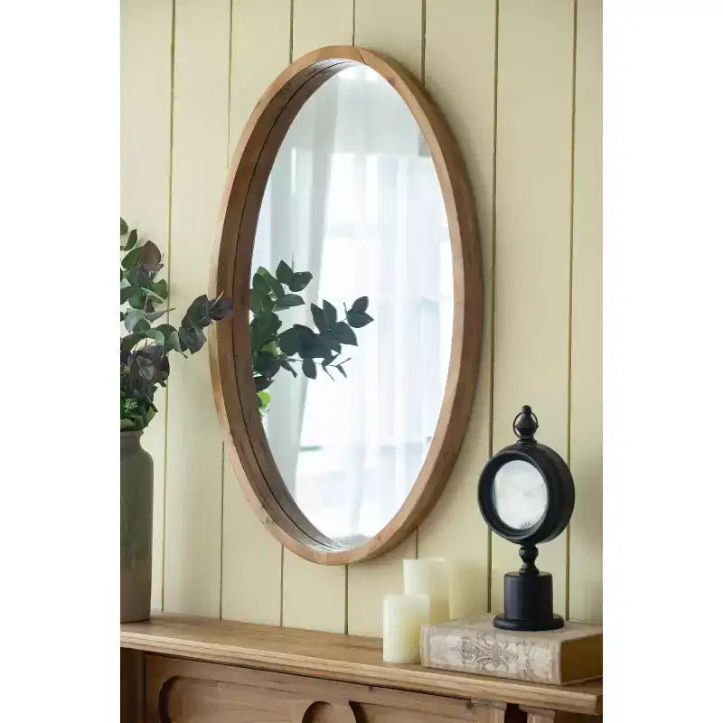 Miroir mural ovale 24 x 36 pouces avec cadre en bois