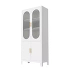 Meuble de rangement en métal de 71", Armoire de cuisine avec portes vitrées, Organiseur de garage avec étagères réglables, Bibliothèque polyvalente pour salon