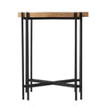 Round Side Table with Wood Top Living Room Accent D21.5x24