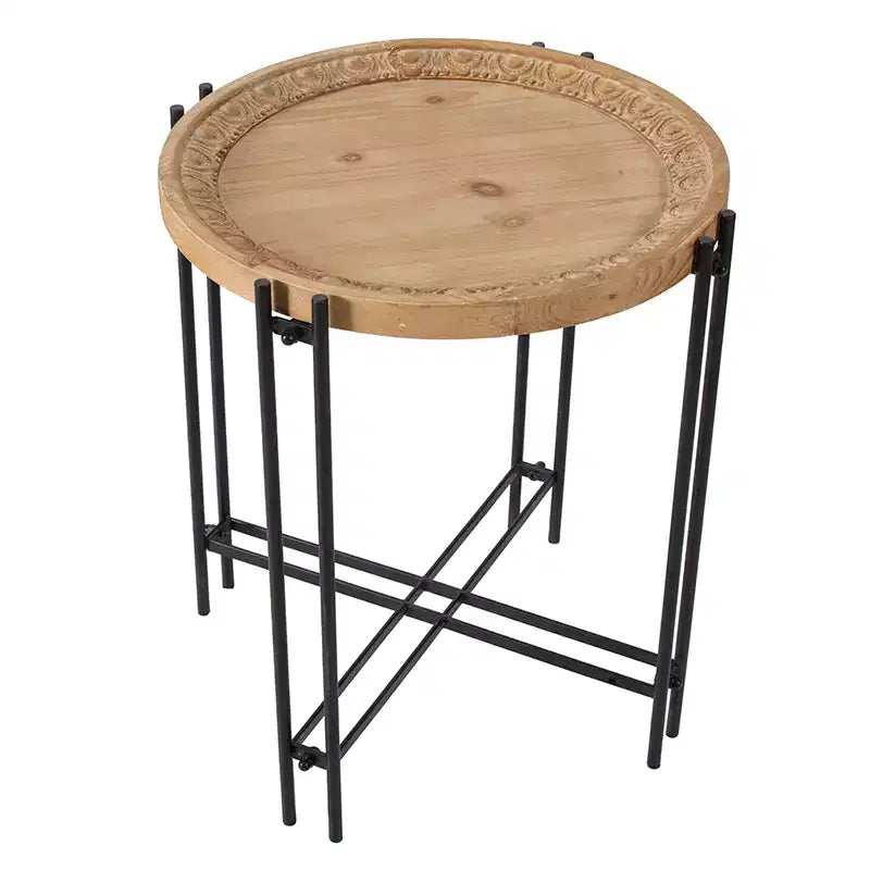 Table d'appoint ronde avec plateau en bois, pour salon, L54,6xH61 cm