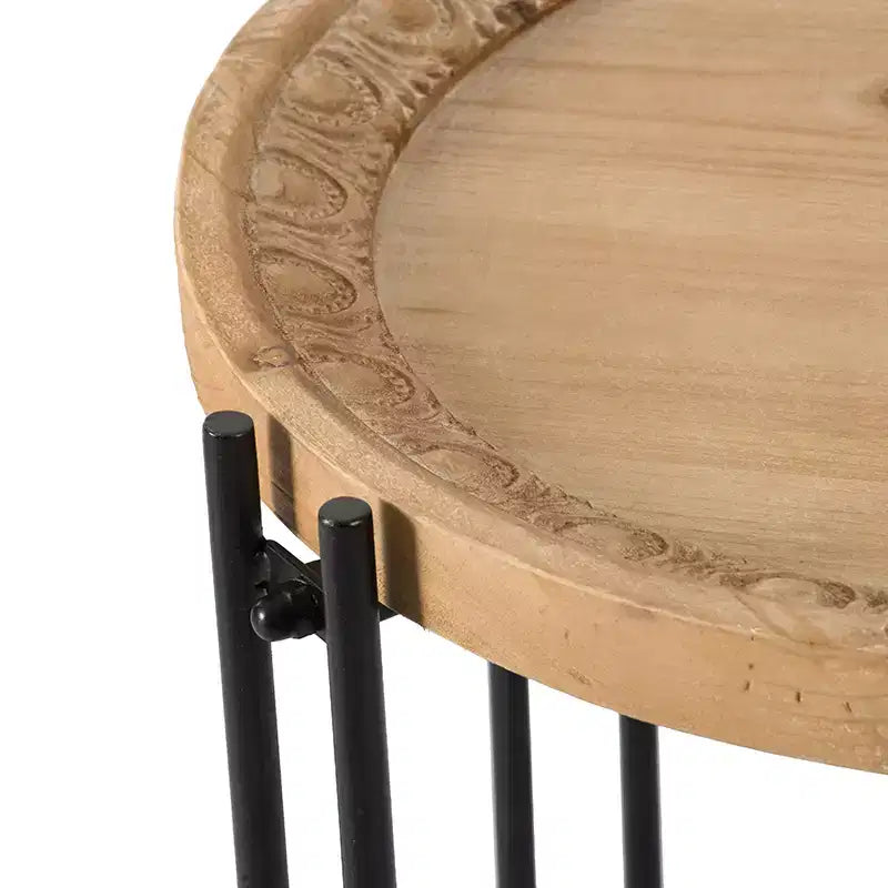 Table d'appoint ronde avec plateau en bois, pour salon, L54,6xH61 cm
