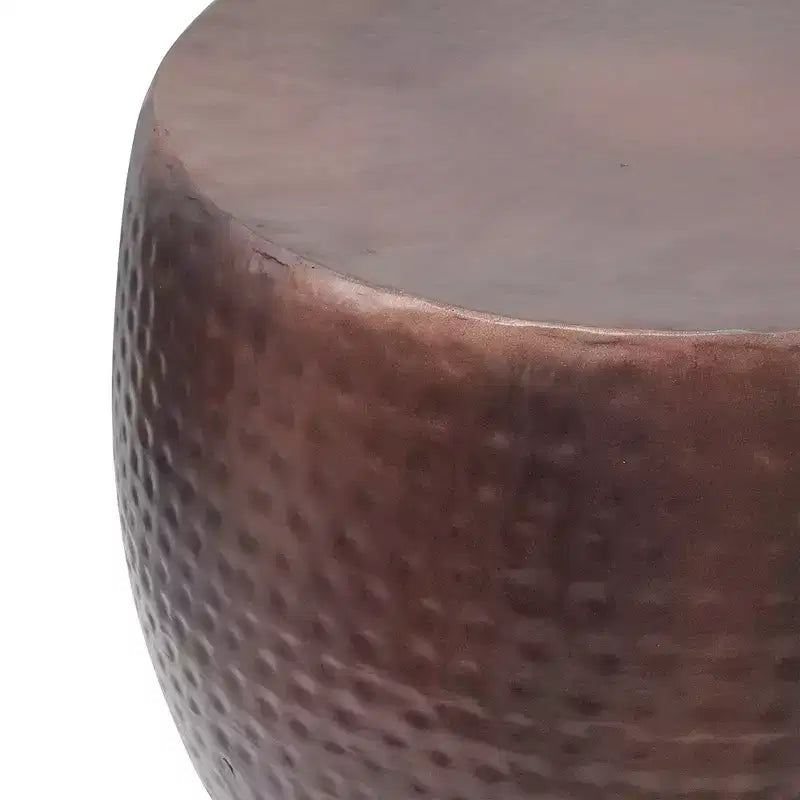 Nuria Table d'appoint martelée Design rond en métal D49,5x40,6 cm