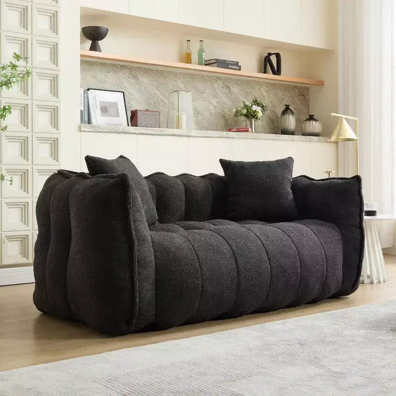 Pouf géant 2 places, pouf canapé géant en chenille de 167 cm, canapé confortable pour salon et chambre
