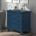 Meuble de rangement en bois Henry à 3 tiroirs avec plateau coulissant, table d'appoint polyvalente