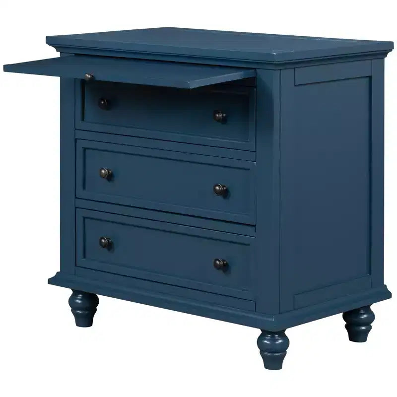 Meuble de rangement en bois Henry à 3 tiroirs avec plateau coulissant, table d'appoint polyvalente